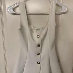 Zara White Strapless Button-Front A-Line Dress with Gold Buttons